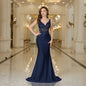 BABYONLINE Elegant Straps White Mermaid Wedding Dresses Lace Pearls Backless V Neck Sleeveless Formal Party Gowns Vestido Marriee