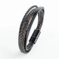 Trendy  Leather Bracelets Men Stainless Steel Multilayer Braided Rope Bracelets For Male Bracelets Jewelry Pulsera Hombre
