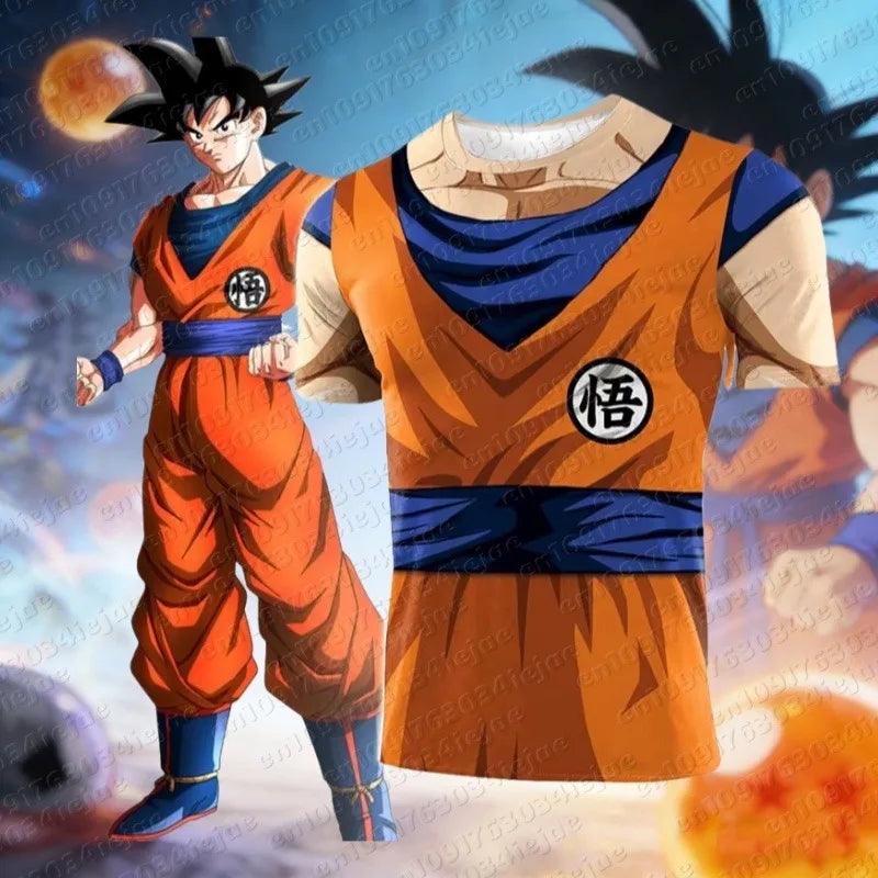 Adult and Children's Dragon Ball Goku Breathable Shirts Cosplay