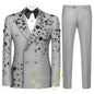Fashion Burgundy Boy Suit Crystals Wedding Tuxedo Double Breasted Formal Child 2 Pieces Blazer Pants costume enfant garçon