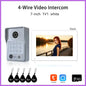 ANJIELO 4-Wire Video Intercom System with 10-inch Touch Screen 5-in-1 Unlock Tuya Smart APP Control IP65 Waterproof Night Vision