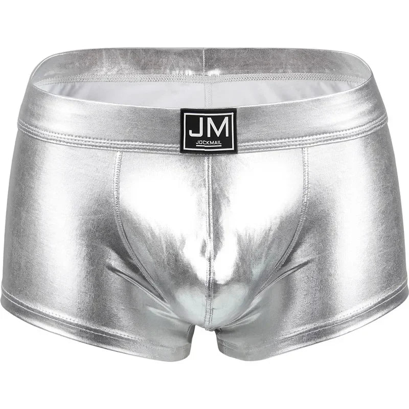 Sexy Men's Faux Black Leather Panties Gay Underwear Man Boxer Briefs Trunks Boxer Shorts and Underpants Boxers