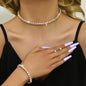 Light Luxury and Minimalist Rhinestone Necklace, Earrings, and Bracelet Are Suitable for Dating and Banquet Registration
