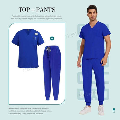 Unisex Nurse Scrubs Suit - Top & Pants