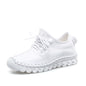Handmade Genuine Leather Women Shoes Fashion Casual Sneakers Retro Flats Ladies Lacing Loafers Breathable Vulcanized Shoes