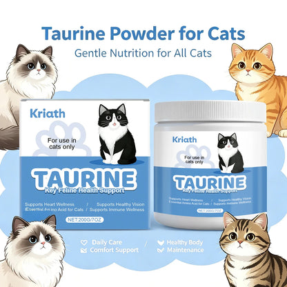 Cat Taurine Powder Supplement Support Cat Heart Wellness Healthy Healthy Eyesight Pet Body Daily Care Nutrition Powder