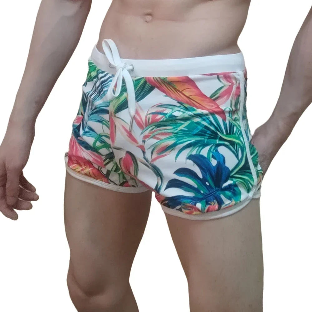 JOCKMAIL Print Men's Swimwear Trunks Sexy Beach Surfing Swim Suit Shorts Men Swimsuit Swimming Pants  Nylon Ice Silk Home Shorts