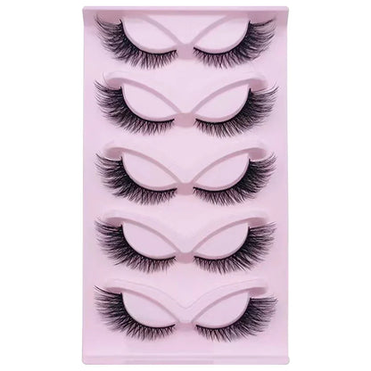 5 Pairs Cat Eye Lashes Long Lashes Cat Eye Look Wispy Lashes Eye End Elongated Strip Thick False Eyelashes