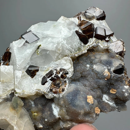 Natural Dark Brown Andradite Garnet Cluster Raw Crystal Mineral Specimen Calcite Matrix Healing Stone Home Decoration
