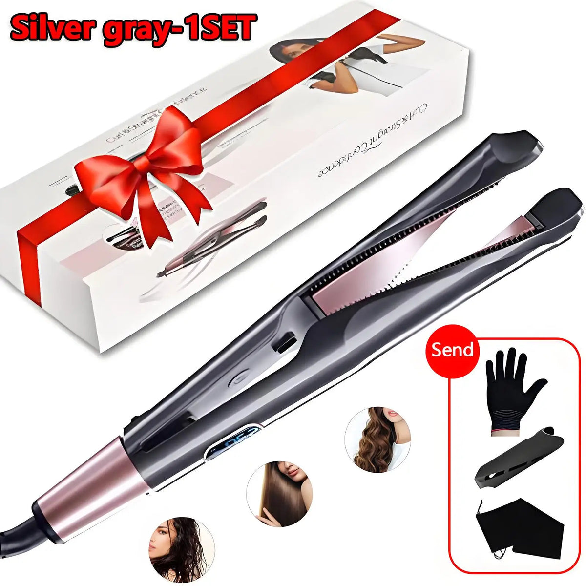 New Hair Straightener Curler 2 in 1 Negative Ion Fast Heating Styling