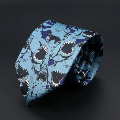 New Design Novelty Mens Ties Soft Skinny Necktie Lips Skull Fish Hamburger Patten Print Ties For Men Wedding Party Accessories