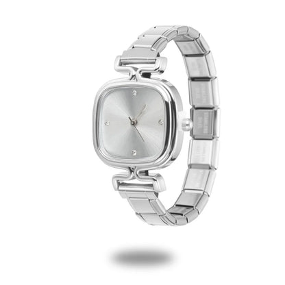 1PC 's Stainless Steel Round Simple Watch Bracelet Bangle for Friend