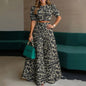 Elegant Solid Color 2 Piece Set 2026 Summer Short Sleeve Button-Down Crop Blouse Top+High Waist WideLeg Pants Set Casual Outfits