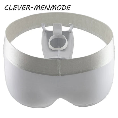 CLEVER-MENMODE Men's Sexy O-Ring Elephant Nose Briefs Ice Silk Men Ultra Thin Long Penis Mini Panties Miceo Openwork Lingerie