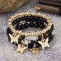 4pcs Bohemian Butterfly Charm Bracelet Set for Women Crystal Beads
