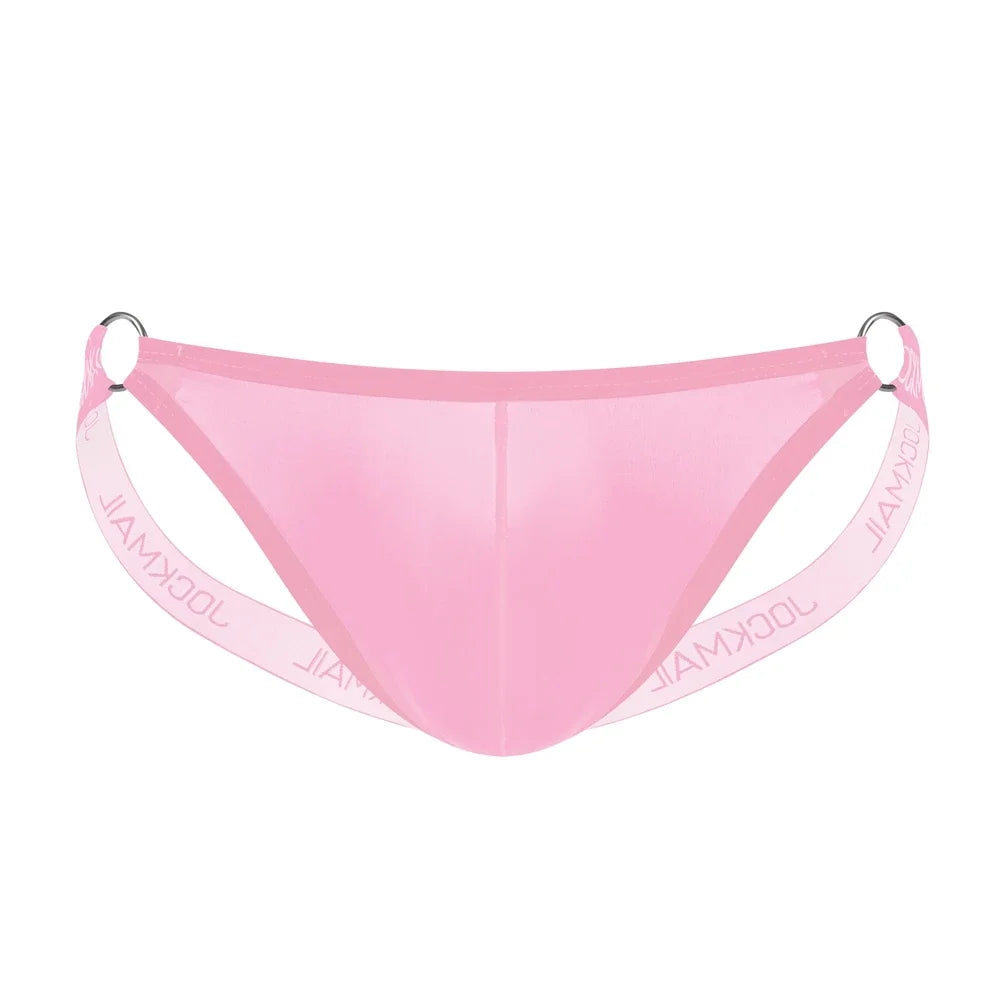 Mens Slip Bikini Jockstrap Mens Panties Ice Silk Underwear Sissy Sexy Panties Thongs Leg Strap Lingerie Male Jockstrap T-back