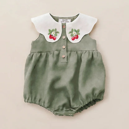 0-2y Baby Girls Clothes Cotton Linen Sleeveless Infant Girl Rompers