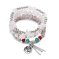 3pcs Boho Bohemian Pink Butterfly Pendant Charm Beads Bracelets Set For Women Stone Wristband Bracelet Bangles Pulseras Feminina