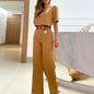 Fashion Office Lady Two Piece Sets O Neck Short Sleeve Short Shirt High Waist Straight Pants Suit Female Summer Outfits