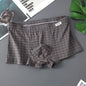 Men's Underwear Breathable Loose Mid Waist Sexy Plaid Homewear Panties Cotton Comfortable Boxer Shorts Elastic Mens Underpants