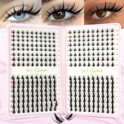 32Rows Fox Eye Manga False Eyelashes Large Capacity Tapered Thick Segmented Individual Cluster Lash Extensions Enlarge Eyes