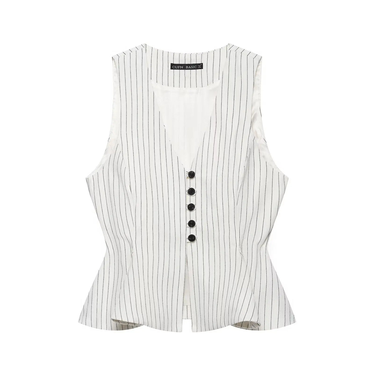 Women Fashion Stripe Sets Sexy Sleeveless Button Fold Hem Top+Wide-Leg Pants Summer Autumn Vacation Leisure New 2 Pieces