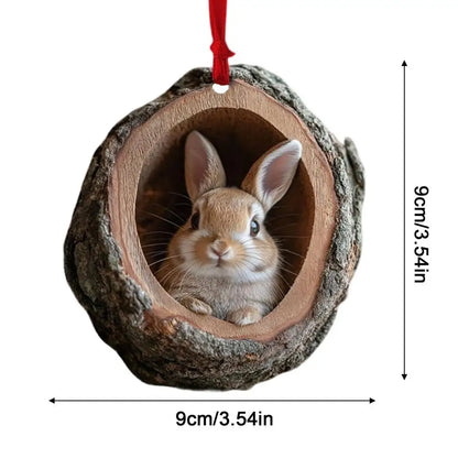 2024 Animal Christmas Ornaments 2D Cute Acrylic Raccoon Cat Owl Squirrel Animal Pendant for Christmas Tree Decoration