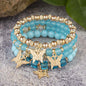 4pcs Bohemian Butterfly Charm Bracelet Set for Women Crystal Beads