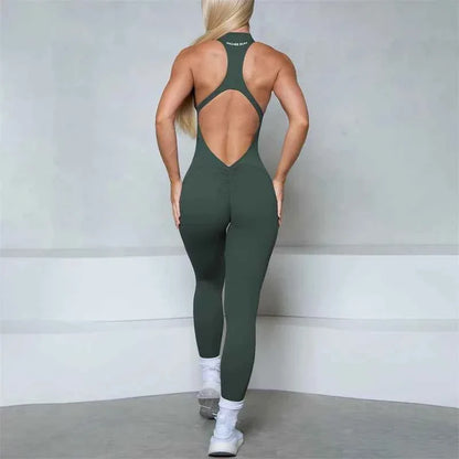 Women’s Sleeveless Zipper Jumpsuit Gym Wear