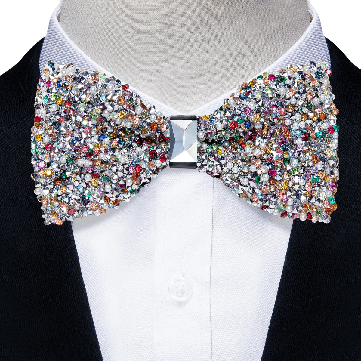 Sparkle Rhinestone Bow Ties for Men Pre-Tied Diamond Sequin Bowtie with Adjustable Length Wedding Party