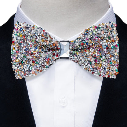 Sparkle Rhinestone Bow Ties for Men Pre-Tied Diamond Sequin Bowtie with Adjustable Length Wedding Party