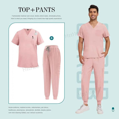 Unisex Nurse Scrubs Suit - Top & Pants