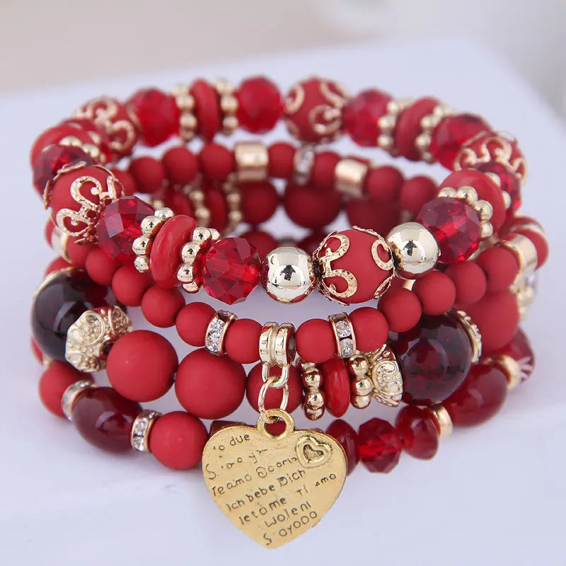 DIEZI Ethnic Bohemian Multicolor Crystal Beads Strand Bracelets Women Men Heart Tree Of Life Charm Bracelet Pulseira Feminina