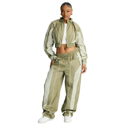 Women's Lightweight Nylon Training Tracksuit Set