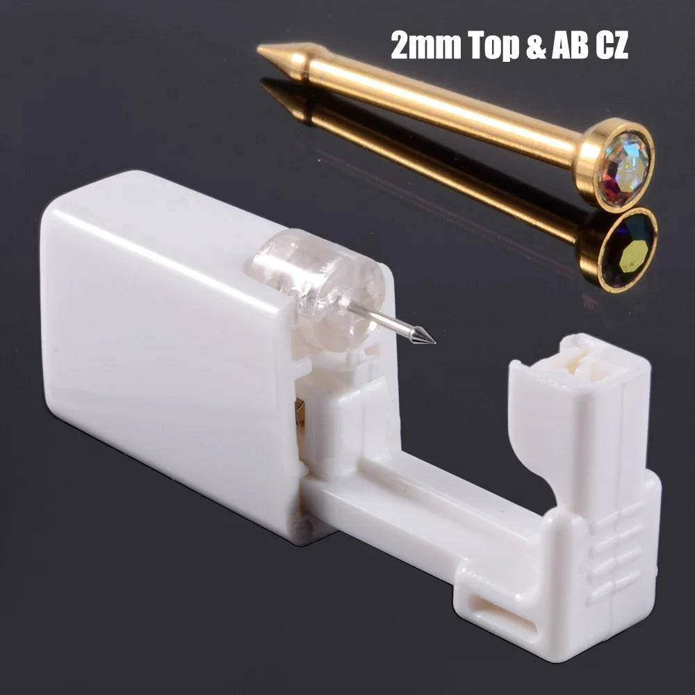 Disposable Safe Sterile Piercing Unit For Nose Studs Piercing Gun Tool Machine Kit Stud CZ Earrings Body Jewelry Easy Used 0.8mm