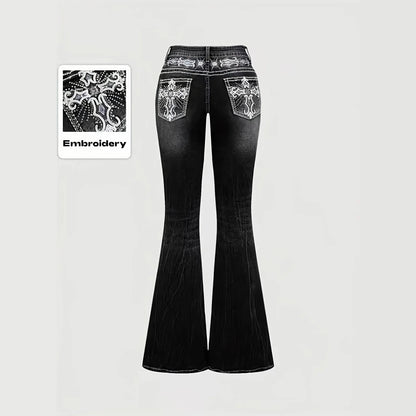 2026trendy Y2K Style Flare Jeans for Women Dark Wash Skinny Fit with