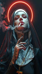 Sexy Tattoo Machine Gun Nun Poster Print Christian Smoking Nun Canvas Painting Living Room Background Wall Home Decoration