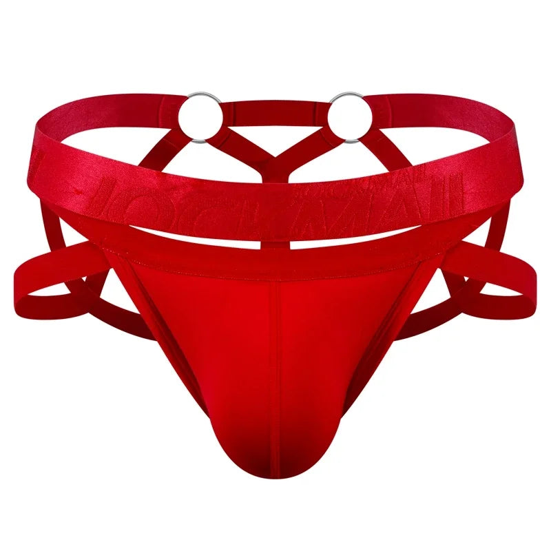 Men Sexy G String Thong Erotic Jockstrap Bondage Underwear Penis Pouch Strap Harness Lingerie Hollow Underpants Ice Silk Hot