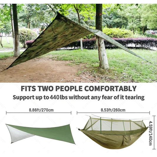 Anti Outdoor Camping Hammock with Mosquito Net and Rain Tent Equipment