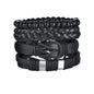 New Trendy Retro 4pcs/Set Bracelets & Bangles Men's Multilayer Black Leather Jewelry Charm Pulseiras Boyfriend Wristband