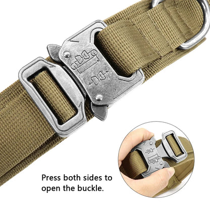 Military Tactical Dog Collar Nylon Dogs Collars Durable Pet Training Necklace Adjustable For Medium Large Dogs French Bulldog