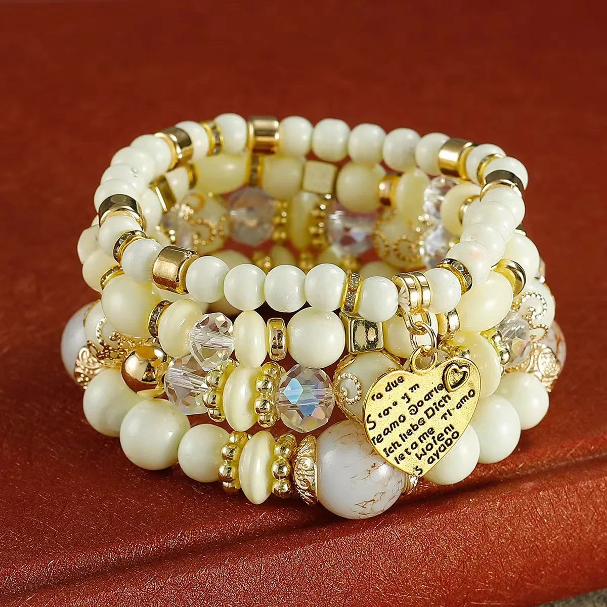 WG Bracelet Stackable Bead Bracelets Ladies Mens Stretch Multilayer Bracelet Set Multicolor Jewelry Earrings Bracelet Set
