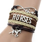 Helpushine Handmade Leather Horse Pendant Bracelet Fashionable Trendy Bracelet for Women and Girls