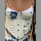 Urban Print Top Pants Women Set Sling Backless Slash Neck Blouse Wide Leg Trousers 2026 Spring Summer Holidays Lady Outfit