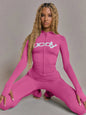 Letter Print Hooded Tracksuit Set for Women