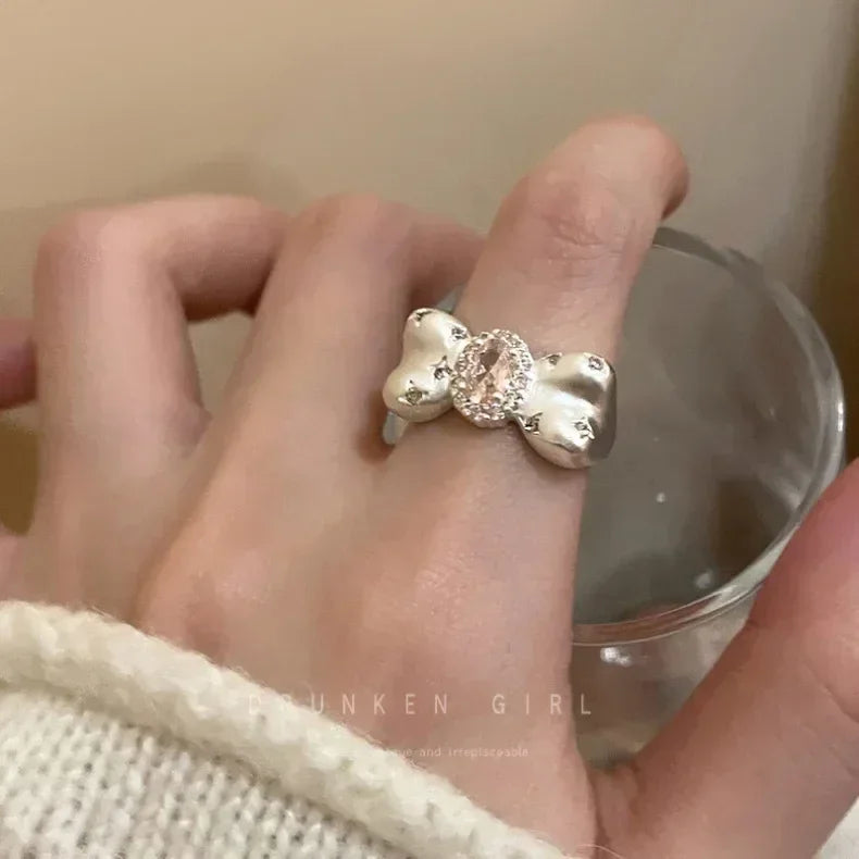 Vintage White Enamel Metal Irregular Shape Geometric Open Adjustable Ring for Women Girl Jewelry Birthday Gifts Anillo Hombre