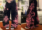 Y2K Gothic Punk Baggy Pants Women Red White Tribal Flame Print Wide Leg Trousers Vintage Grunge Streetwear Alt Clothing