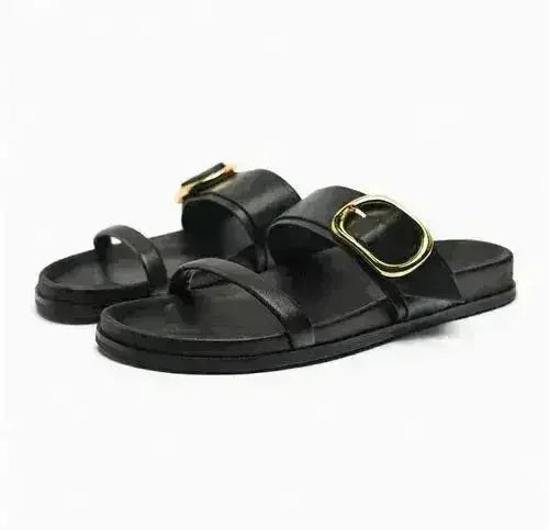 Designer Chic Flat Sandals - Animal Print & Comfort | Femstylo