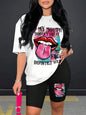 My Mouth Doesn'T Say It Printing Women T Shirts Two Piece Set Fashion Novel Short Sets New Summer Breathable Shirt Shorts Female