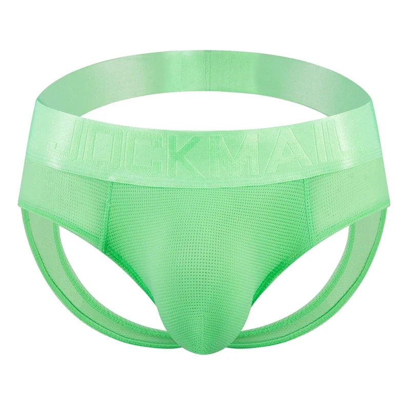 Open Back Sexy Men Underwear Briefs Underpants Nylon Mesh Quick Dry Gay Men's Jockstrap Bikini Slip Men Tanga Briefs Thong Swim